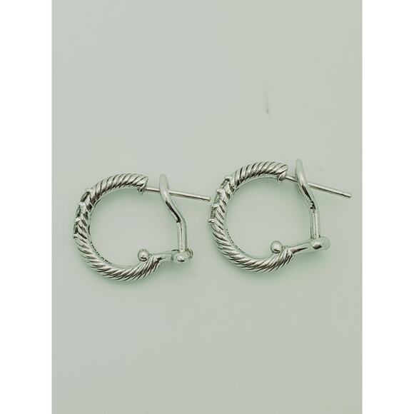 Judith Ripka 925 Sterling Silver CZ Cubic Zirconia Hoop Earrings Designer Signed - Picture 5 of 11